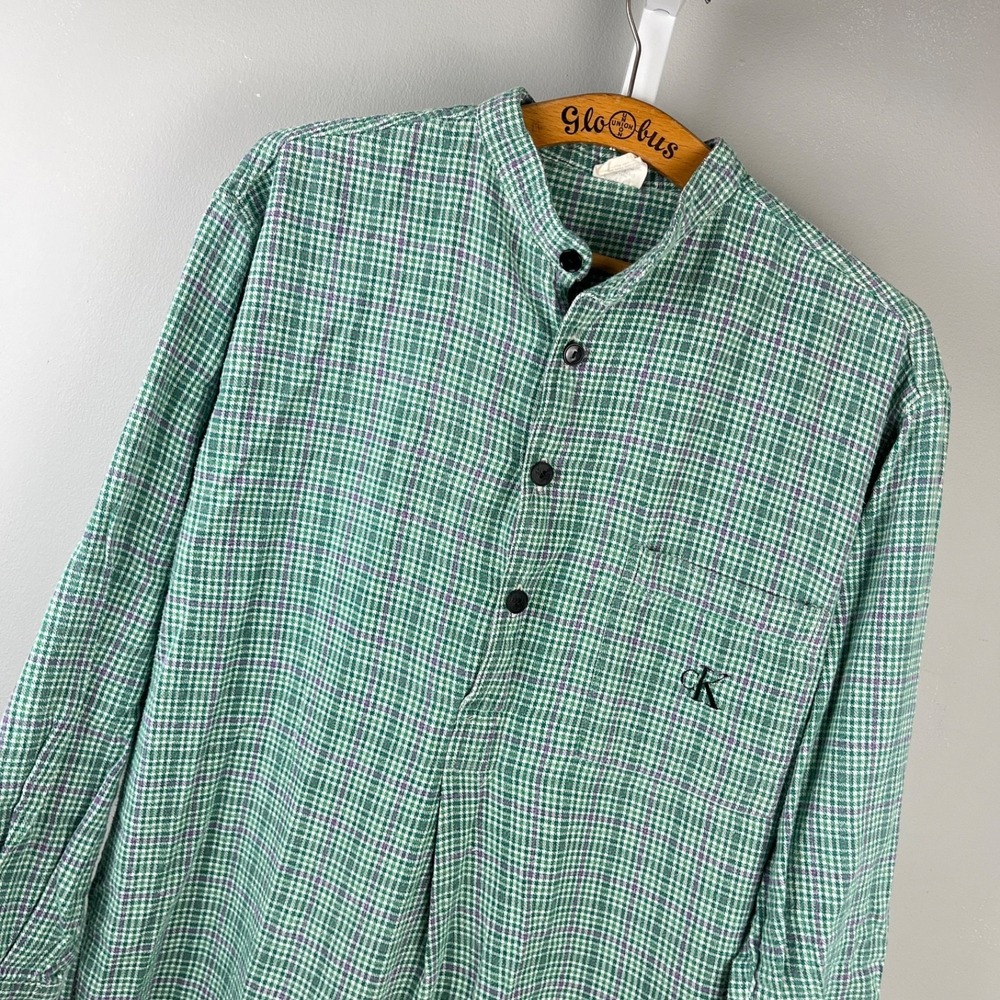 VTG CK Calvin Klein Flannel Nightgown Mens S Plaid Sleep Shirt Pajamas Unisex